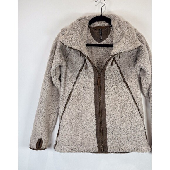 Kuhl Womens Flight Jacket Beige Avina Full Zip Sherpa Fleece Hooded Outdoor XS - Picture 6 of 14